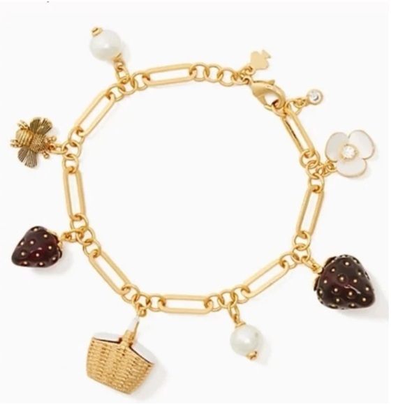 $148 Kate Spade Picnic Perfect Strawberry Charm Bracelet - Picture 6 of 6